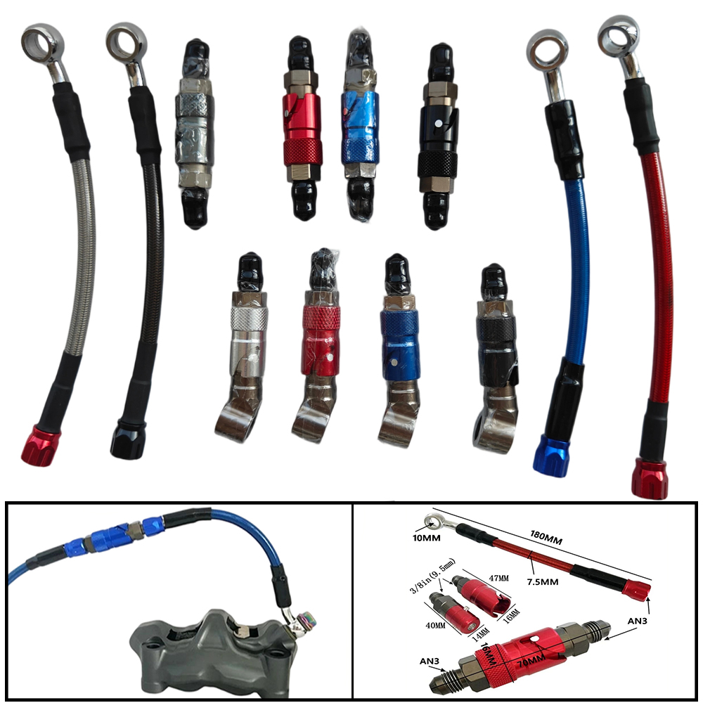 Motorcycle Brake Cable - ชุดอะแดปเตอร์สายเบรกแบบถอดเร็ว AN3 สำหรับรถจักรยานยนต์ สายเบรกแบบถัก พร้อมข้อต่อแบบถอดเร็ว สำหรับ