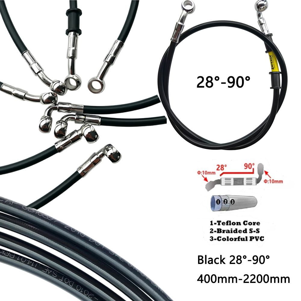 สีดำ 28 ° -90 °   สายเบรกไฮดรอ - Motorcycle Brake Cable บทวิจารณ์และราคา